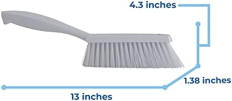 Vikan 45895 Bench Cleaning Brush, Polypropylene/Polyester Medium Bristle Dustpan Brush & Sweeper, 14 Inch, White