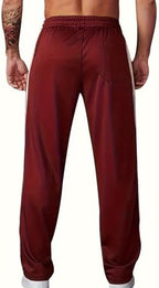 Men's Athletic Track Pants with Side Stripes, Elastic Waistband Sports Jogger Trousers for Gym, Workout, and Casual Wear