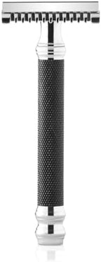 Parker Open Comb Double Edge Safety Razor – Heavyweight Chrome Handle for Closer Shaves – Includes 5 Razor Blades – Ideal for Men with Thick or Coarse Beards (26C - Graphite Gray)