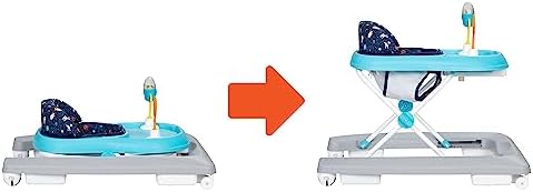 Smart Steps Trend Activity Walker and Entertainer with Removeable Toys, Large Tray, Cup Holder, Adjustable Height and Flat Fold Frame for Storage, Ages 6 Months +, Space Walk Navy