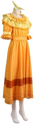 Women Mirabel Dolores Pepa Cosplay Long Sleeve Dress Headwear Yellow Madrigal Uniform for Halloween