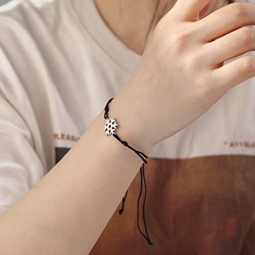 UNIFT Snowflake Bracelet For Women Stainless Steel Hollow Out Elegant Winter Snowflake Double Rope Bracelet Christmas Jewelry Gifts