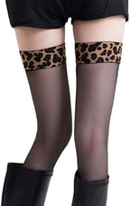 Thigh High Stockings Leopard Print, Sexy Stockings for Women