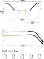KOOSUFA Titanium Rimless Round Reading Glasses Blue Light Blocking Eyeglasses Readers Frameless Eyewear for Men Women