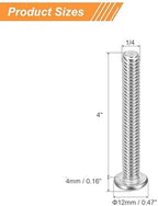 1/4-20x4 Pan Head Machine Screws,Round Head Cross Screw,304 Stainless Steel 18-8 Screw,Phillips Drive,Fully Threaded,Bright Finish,Pack of 10