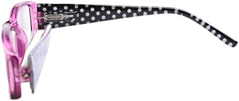 Eyekepper Spring Hinges Polka Dots Patterned Temples Rectangular Reading Glasses Readers Purple +0.5