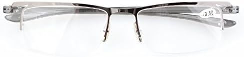 Eyekepper 3 Pairs Half-Rim Reading Glasses for Men Metal Readers Gunmetal Frame +1.75