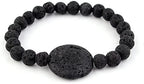 Obsidian Chakra Necklace Triangle Pendant Healing Crystal and Black Sun Volcanic Rock Bracelet Elastic Yoga Lava Beads