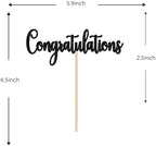 Black Glitter Congratulations Cake Topper - Congrats Cake Topper - Graduation, Wedding, Retirement, Birthday, Anniversary, Celebration Party Decorations