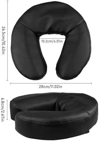 Kalolary Massage Face Cradle Cushion for Massage Tables, Universal Crescent Headrest Face Rest Neck Head Cushion Pillow for Massage Chairs Spa Bed (Black)