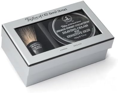 Taylor of Old Bond Street Black Pure Badger Shaving Brush and Jermyn St. Shaving Cream Bowl 150g Gift Set 2 pc shave set