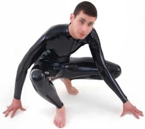 Latex Catsuit Front Zipper for Men Tight Rubber Bodysuit Jumpsuit Party Wear