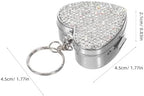 FOMIYES Heart-Shaped Stainless Steel Pill Organizer Compact Medicine Case Portable Vitamin Storage Box with Rhinestones Small Travel Pill Holder for Pocket Use