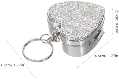 FOMIYES Heart-Shaped Stainless Steel Pill Organizer Compact Medicine Case Portable Vitamin Storage Box with Rhinestones Small Travel Pill Holder for Pocket Use