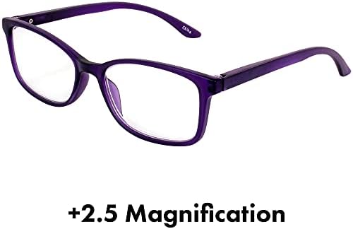 Birdz Eyewear BPA Free Readers Non Carcinogenic Reading Glasses Purple Frame Clear Lens 2.5 Magnification