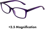 Birdz Eyewear BPA Free Readers Non Carcinogenic Reading Glasses Purple Frame Clear Lens 2.5 Magnification