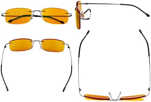 Eyekepper Titanium Rimless Orange Tinted Lenses Computer Reading Glasses Readers Men Women