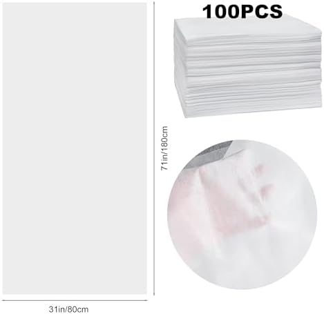 100 Pack 31" x 71" Disposable Non-Woven Massage Table Bed Covers - 2-Ply Waterproof Spa Sheets for Facial, Tattoo & Waxing.