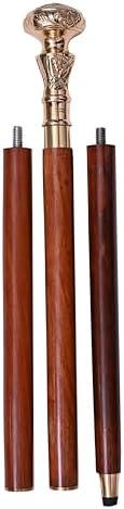 Golden Brass Knob Head Walking Cane for Men – Wooden Shaft with Antique Finish Handle, Decorative Gentleman’s Mobility Walking Stick
