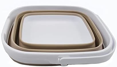 SAMMART 10L (2.6 Gallon) Collapsible Rectangular Handy Basket/Bucket (White/Latte, 1)