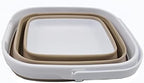 SAMMART 10L (2.6 Gallon) Collapsible Rectangular Handy Basket/Bucket (White/Latte, 1)