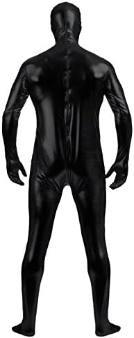 Aniler Men's and Women's Shiny Metallic Open Face Zipper Stretchy Zentai Bodysuit