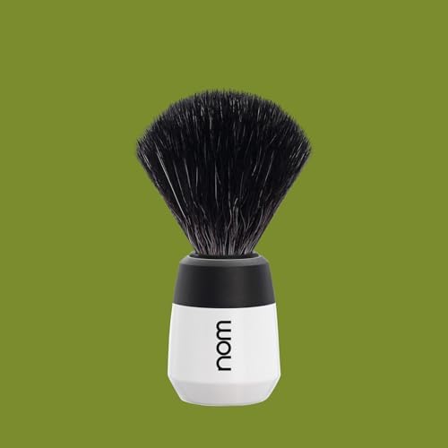 NOM Max Shaving Brush | Vegan Shave Brush for Shaving soaps and creams | sustainable eco-friendly and reusable | Exfoliating Shaving Brush | White handle