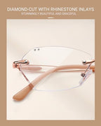 TERAISE Trendy Rimless Reading Glasses for Women, Stylish Blue Light Blocking Computer Reader, Clear Lens Comfortable