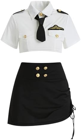 Women's Roleplay Costume Set Lingerie Outfit with Crop Top and Mini Skirt Sexy Cosplay Costumes