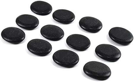 12Pcs Small Hot Massage Stones Set Natural Lava Basalt Heated Warmer Stone for Spa Massage Black 1.18 x 1.57 in(3x4cm)