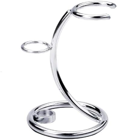Metal Razor Stand Holder Grooming Accessory Double Head Art Shaving Brush Stand Mustache Care Tool Men Beard Brush Stand Father's Day(Silver)