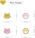 MonMon & Craft Cat Paw Print Cupcake Toppers/Kitten Birthday Cupcake Toppers/Baby Shower/Children Girl's Birthday Sign Pet Cat Party Cupcake Decor Glitter 24 Pcs