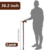2 Pack Wooden Walking Canes for Men and Women, 36 Inch Natural Wood Cane, Mens Canes for Walking, Walking Sticks for Men, Seniors, Hiking