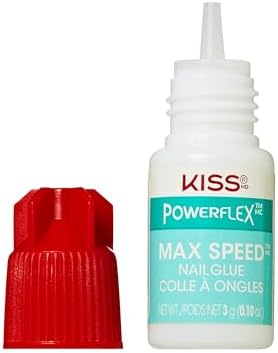 KISS PowerFlex Maximum Speed Nail Glue - Fast Drying Adhesive for Glue-On Nails & Repairs with Nozzle Tip Applicator, Ideal for Tips & Wraps, Net Wt. 0.10 oz (3g)