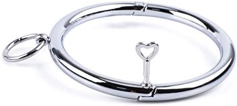 BDSM Round Collar Metal Restraint Choker with Fetish Nipple Clamps and Clit Clip Necklace for Women Men SM Breast Stimulation Sex Toys for Women (Diameter:4.72 inch/12 cm, Silver-0)