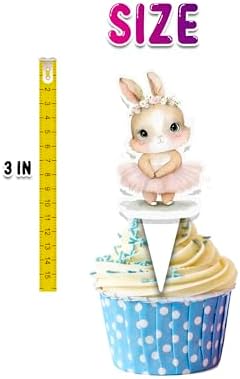 24 Pcs Bunny Cupcake Toppers - Adorable Pink Tutu Rabbit Picks for Kids Parties, Baby Showers & Baking Decorations