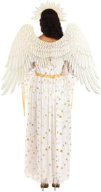 Adult Premium Angel Costume | Women's Heavenly Guardian Angel Dress w/Sleeves, Radiant Crown Headband, Gold Wings