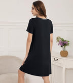 NACHILA Nightgowns for Women-Viscose Made from Bamboo, Soft Sleepshirts Short Sleeve Nightshirts Loose Sleepwear