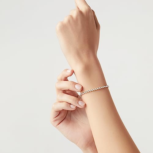 Miabella 925 Sterling Silver Italian Handmade 3mm Bead Ball Strand Chain Bracelet for Women Made in Italy