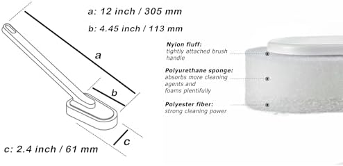 Long Handle Sponge Brush Toilet Brushes Sponge Scouring Pads for Dishwashing Kitchen Toilet Bathroom Wash Cleaning Tool Accessory (Long-Handled Brush)