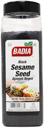 Badia Black Sesame Seed, 16 oz – Whole Black Sesame Seeds for Cooking, Baking & Garnishing – Rich, Nutty & Crunchy Flavor