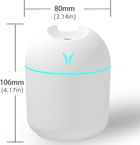 Portable Humidifier and Essential Oil Diffuser, 250ML 2-in-1 Cool Mist USB Aroma Diffuser, Small Quiet Air Humidifier for Bedroom, Car, Office, Travel (White)