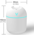 Portable Humidifier and Essential Oil Diffuser, 250ML 2-in-1 Cool Mist USB Aroma Diffuser, Small Quiet Air Humidifier for Bedroom, Car, Office, Travel (White)
