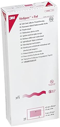3M Medipore +Pad Soft Cloth Adhesive Wound Dressing, 3 1/2" x 10", 25/Bx, 3M3571