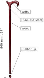 Dr. Watson Prestige Derby Walking Cane – Handcrafted Oak Wood Cane with Incrusted Stainless Steel Collar
