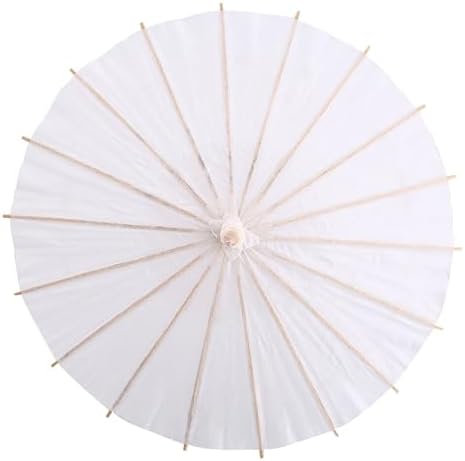 (Pack of 2) Paper Parasol Chinese/Japanese Decorative Umbrella White DIY Painting Decorative Umbrella Wedding Bridal Party Decor Photo Cosplay Prop(60cm / 23.62in)