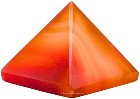 Amazing Gemstone Carnelian Onyx Pyramid Crystal Healing Stones - 1" Great Pyramid Figurine of Natural Stone Pyramid for Meditation, Reiki, Chakra Balancing and Crystal Pyramids Grid