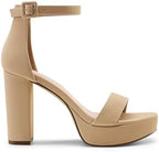 DREAM PAIRS Women's Platform Chunky High Heeled Sandals Open Toe Block Heels Ankle Strap Dress Shoes for Wedding Party Evening