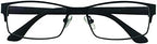 Mens Womens Black Blue Metallic Frame Reading Glasses