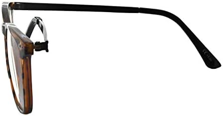 Eyekepper Readers Retro Square Plastic Frame Metal Arms Reading Glasses Amber/Black Arm +0.75